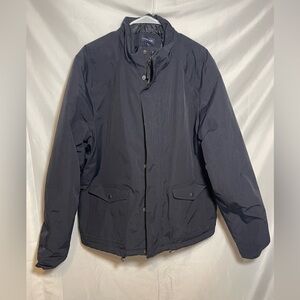 Lands End Mens XL Lightweight Spring Jacket Black Zip Snap Coat